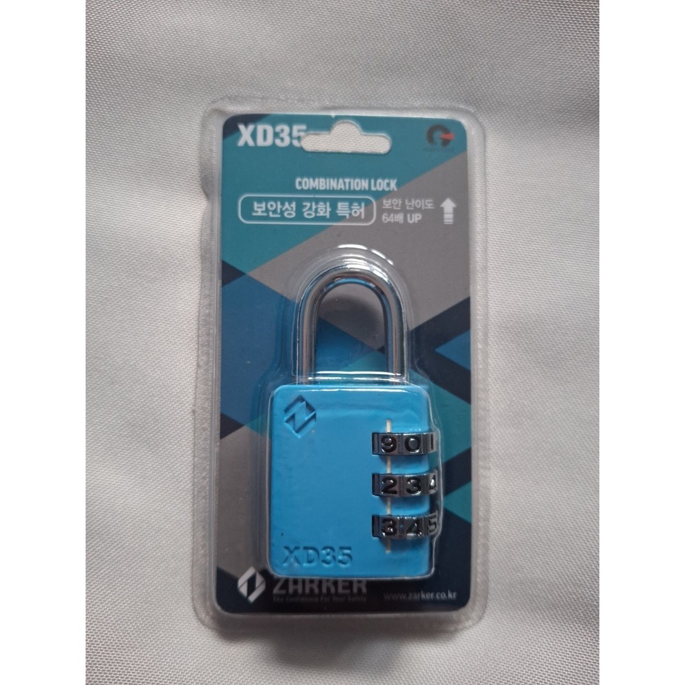 ZARKER XD35 Padlock- 3 Digit Combination‎ Lock for Gym, Sports, School   Blue